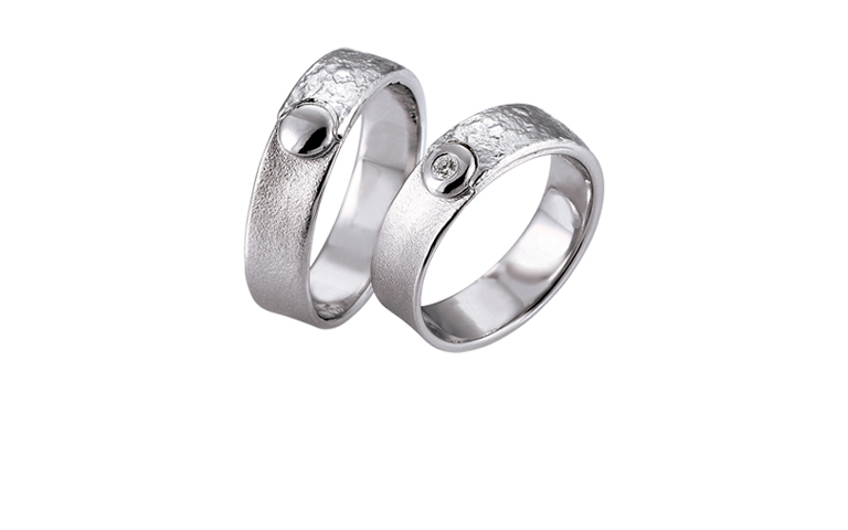 45165+45166-wedding rings, whitegold 750 with brillant